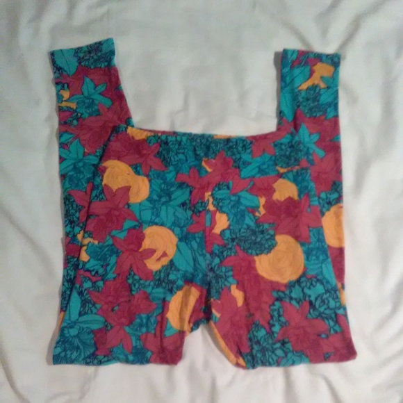 LULAROE floral pattern leggings one size - Picture 2 of 4